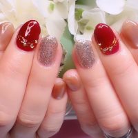 Cenbless 成増フェイシャル&ネイルサロン 華やかボルドー!人気のクリスマスネイルデザインのパーティー感をUP!