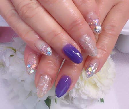 Cenbless 成増フェイシャル&ネイルサロン やっぱり好き。パープル×オーロラの冬きらめきネイル
