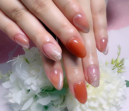Cenbless　成増フェイシャル＆ネイルサロン　ご新規様のカラーチェンジネイル♪上品なテラコッタ＆キャッツアイ！