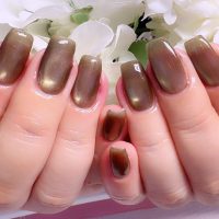 Cenbless 成増フェイシャル&ネイルサロン カーキ系にゴールドの微粒子マグネット!上質感ある大人ネイル
