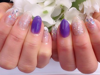 Cenbless 成増フェイシャル&ネイルサロン やっぱり好き。パープル×オーロラの冬きらめきネイル