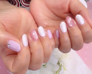 Cenbless 成増フェイシャル&ネイルサロン 冬のパールホワイト×ラベンダー×ピンクネイル