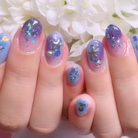 Cenbless　成増フェイシャル＆ネイルサロン　推しカラー全開。星モチーフが輝くブルーネイル♪