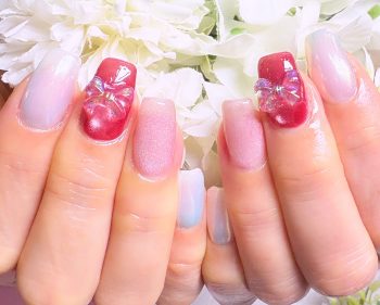 Cenbless 成増フェイシャル&ネイルサロン 大人可愛い特別感。レッドピンクで楽しむバレンタインネイル♪