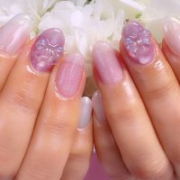 Cenbless　成増フェイシャル＆ネイルサロン　淡いラベンダーで楽しむ。大人可愛いバレンタインネイル♪