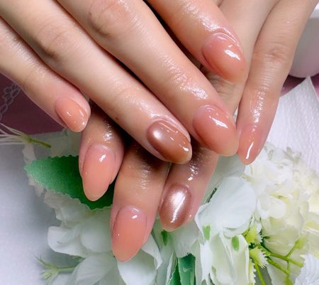 Cenbless 成増フェイシャル&ネイルサロン ちゅるん艶が可愛い。テラコッタシアー×微粒子マグネットネイル