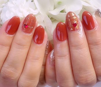 Cenbless 成増フェイシャル&ネイルサロン テラコッタで大人可愛いチェックアート!バレンタインネイル♪