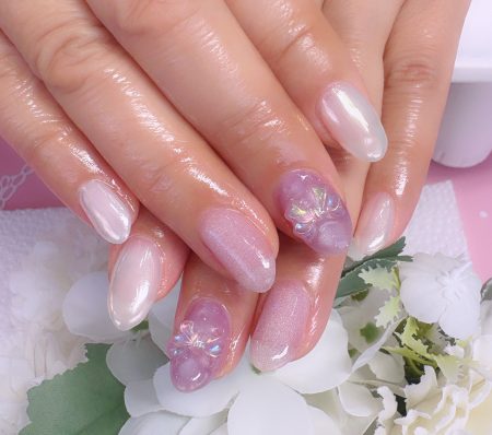 Cenbless　成増フェイシャル＆ネイルサロン　淡いラベンダーで楽しむ。大人可愛いバレンタインネイル♪
