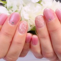 Cenbless　成増フェイシャル＆ネイルサロン　品よく華やぐ。パールピンクのバレンタインネイル