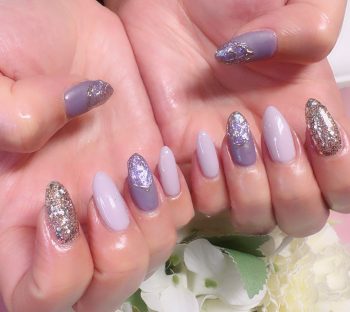 Cenbless　成増フェイシャル＆ネイルサロン　一年越しの想いを形に。くすみパープルの上品アートネイル♪