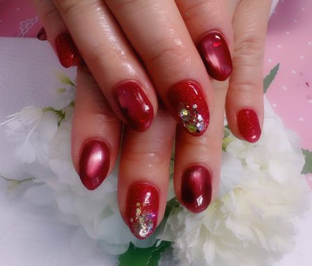 成増徒歩3分のフェイシャルエステ・ネイルサロン ビューティスタジオCenbless(センブレス) 大人可愛いハートが浮かび上がる。バレンタイン先取りネイル♪