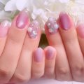成増徒歩3分のフェイシャルエステ・ネイルサロン ビューティスタジオCenbless(センブレス) やわらかなピンクで楽しむ。華やかバレンタインネイル♪
