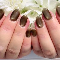 Cenbless 成増フェイシャル&ネイルサロン 大人カーキの微粒子マグネット♪洗練ワンカラーネイル