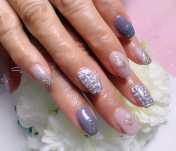 Cenbless　成増フェイシャル＆ネイルサロン　上品ピンクベージュで春フォーマル♪華やかツイードネイル