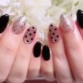 成増徒歩3分のフェイシャルエステ・ネイルサロン ビューティスタジオCenbless（センブレス）　大人かわいい春フォーマル♪ブラックドットが主役の上品ネイル