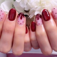 成増徒歩3分のフェイシャルエステ・ネイルサロン ビューティスタジオCenbless（センブレス）　赤マグネットが主役♪ いちごソースみたいなバレンタインネイル