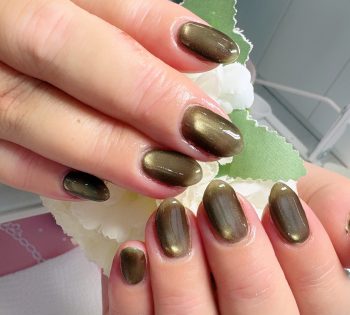 Cenbless 成増フェイシャル&ネイルサロン 大人カーキの微粒子マグネット♪洗練ワンカラーネイル