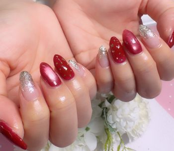 成増徒歩3分のフェイシャルエステ・ネイルサロン ビューティスタジオCenbless（センブレス）　推しカラーで気分UP♪赤×ゴールドイベントネイル