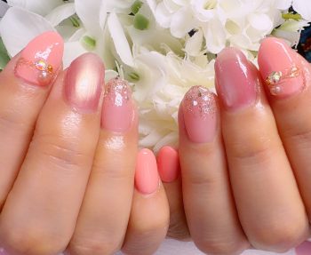 Cenbless　成増フェイシャル＆ネイルサロン　春色コーラル♪上品フォーマルネイル