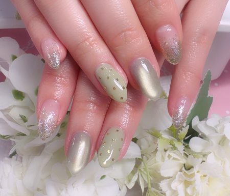 成増徒歩3分のフェイシャルエステ・ネイルサロン ビューティスタジオCenbless（センブレス）　抹茶ミルクカラー♪春の人気デザインネイル