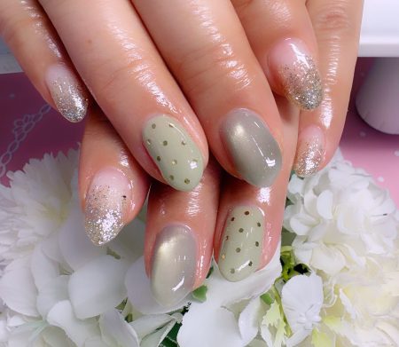 成増徒歩3分のフェイシャルエステ・ネイルサロン ビューティスタジオCenbless(センブレス) 春色ライトグリーンで新鮮チェンジ♪大人可愛いフォーマルネイル