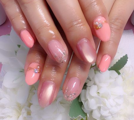 Cenbless　成増フェイシャル＆ネイルサロン　春色コーラル♪上品フォーマルネイル