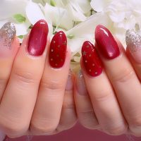 成増徒歩3分のフェイシャルエステ・ネイルサロン ビューティスタジオCenbless(センブレス) 推しカラーで気分UP♪赤×ゴールドイベントネイル