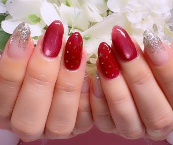 成増徒歩3分のフェイシャルエステ・ネイルサロン ビューティスタジオCenbless（センブレス）　推しカラーで気分UP♪赤×ゴールドイベントネイル