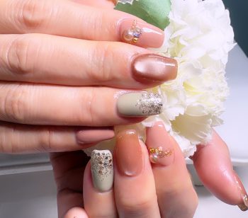 Cenbless　成増フェイシャル＆ネイルサロン　大人のこなれ感♪テラコッタ×グレージュ系のフォーマルネイル