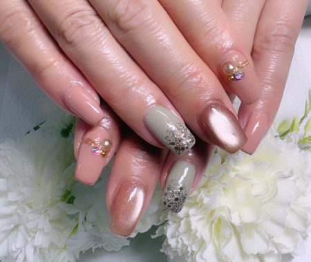 Cenbless　成増フェイシャル＆ネイルサロン　大人のこなれ感♪テラコッタ×グレージュ系のフォーマルネイル