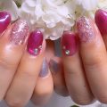 Cenbless　成増フェイシャル＆ネイルサロン　派手可愛ピンク！マグネット＆乱切りホログラムネイル