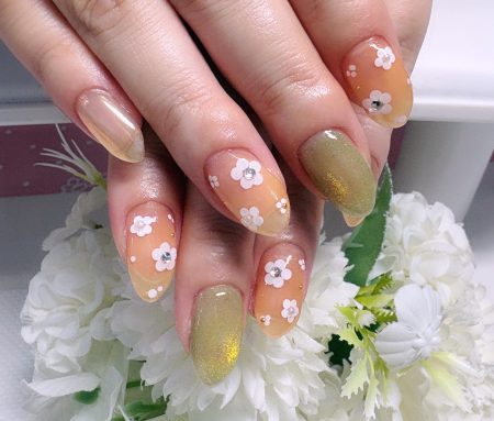 Cenbless　成増フェイシャル＆ネイルサロン　フレッシュカラーで気分一新♪オレンジ×グリーンの新緑ネイル