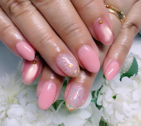 Cenbless　成増フェイシャル＆ネイルサロン　春らしさ満開♪桜ホロ×ミルキーピンクネイル