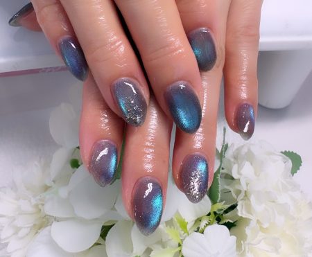 Cenbless　成増フェイシャル＆ネイルサロン　星空のような煌めき♪ブルーマグネットネイル