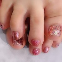 Cenbless 成増フェイシャル&ネイルサロン キラキラピンクのフットネイル☆