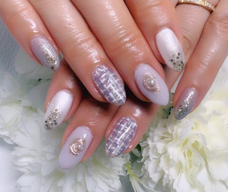 Cenbless　成増フェイシャル＆ネイルサロン　上品パープルで春フォーマル♪ツイードネイル