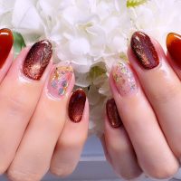 Cenbless　成増フェイシャル＆ネイルサロン　赤みブラウンで魅せる♪大人の高級感ネイル