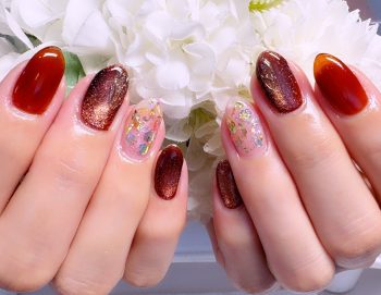 Cenbless　成増フェイシャル＆ネイルサロン　赤みブラウンで魅せる♪大人の高級感ネイル