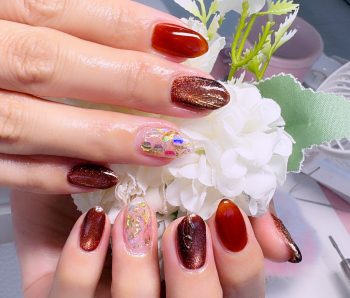 Cenbless　成増フェイシャル＆ネイルサロン　赤みブラウンで魅せる♪大人の高級感ネイル