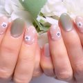 Cenbless　成増フェイシャル＆ネイルサロン　ご旅行前に♪ベージュ×グリーンの上品ネイル