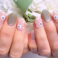 Cenbless　成増フェイシャル＆ネイルサロン　ご旅行前に♪ベージュ×グリーンの上品ネイル