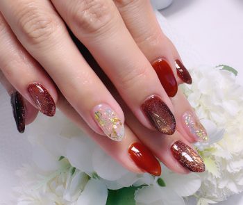 Cenbless　成増フェイシャル＆ネイルサロン　赤みブラウンで魅せる♪大人の高級感ネイル