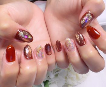 Cenbless　成増フェイシャル＆ネイルサロン　赤みブラウンで魅せる♪大人の高級感ネイル