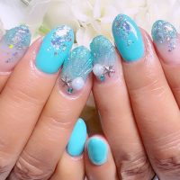 Cenbless　成増フェイシャル＆ネイルサロン　ターコイズブルーで夏満喫♪マーメイドネイル