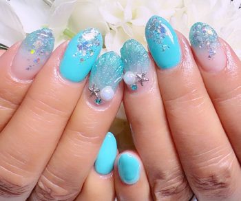 Cenbless　成増フェイシャル＆ネイルサロン　ターコイズブルーで夏満喫♪マーメイドネイル