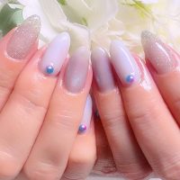 Cenbless　成増フェイシャル＆ネイルサロン　紫陽花カラーのパールがアクセント♪透明感あふれる梅雨ネイル