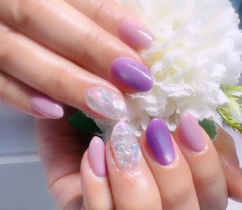 Cenbless　成増フェイシャル＆ネイルサロン　パープル×ピンクで上品に♪大人の梅雨ネイル