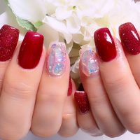 Cenbless　成増フェイシャル＆ネイルサロン　情熱の赤で気分を上げる♪華やかフラッシュネイル