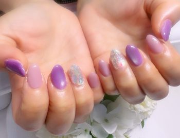 Cenbless　成増フェイシャル＆ネイルサロン　パープル×ピンクで上品に♪大人の梅雨ネイル
