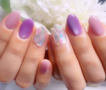 Cenbless　成増フェイシャル＆ネイルサロン　パープル×ピンクで上品に♪大人の梅雨ネイル